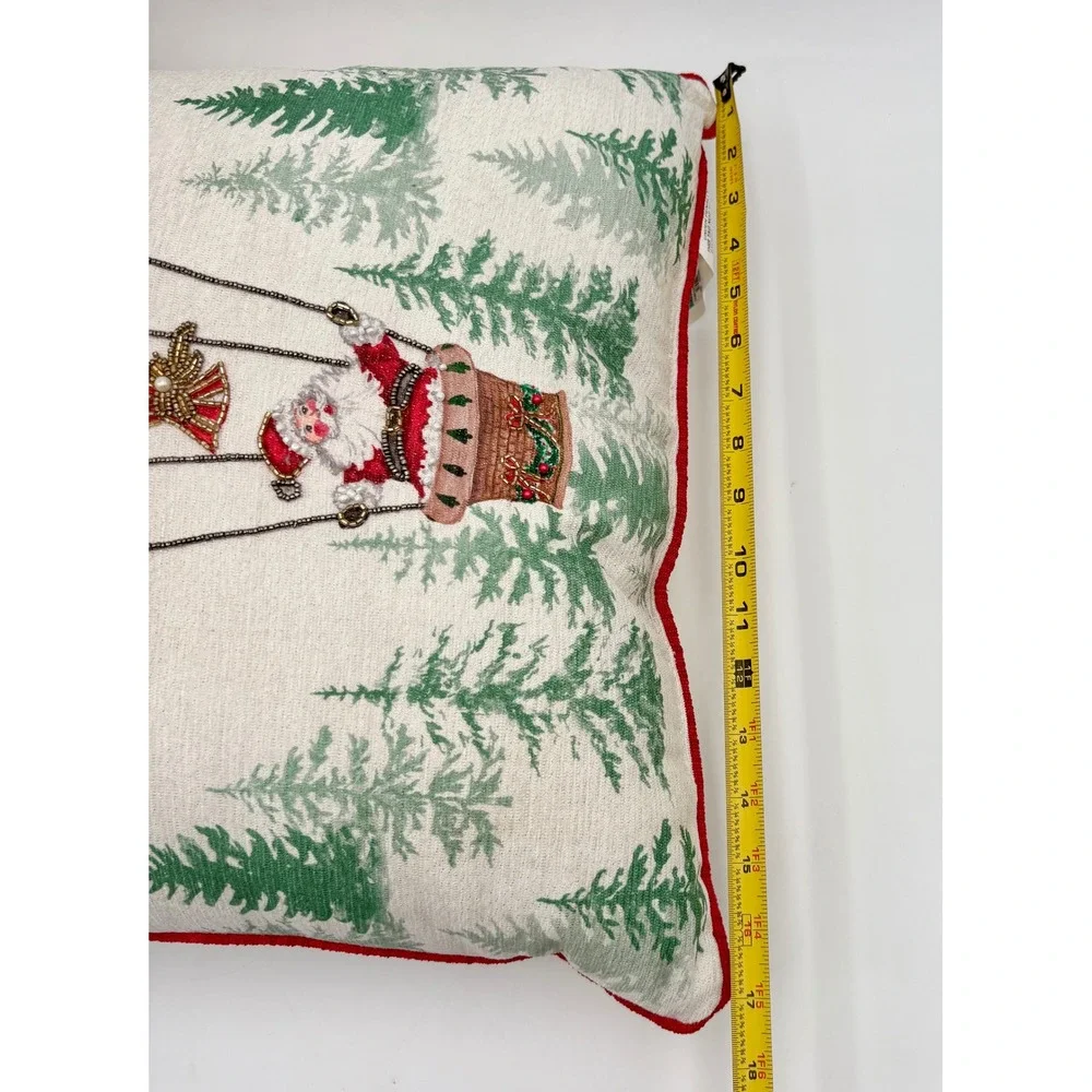Christmas Santa Hot Air Balloon Beaded Decorative Throw Pillow Holiday‎ Decor